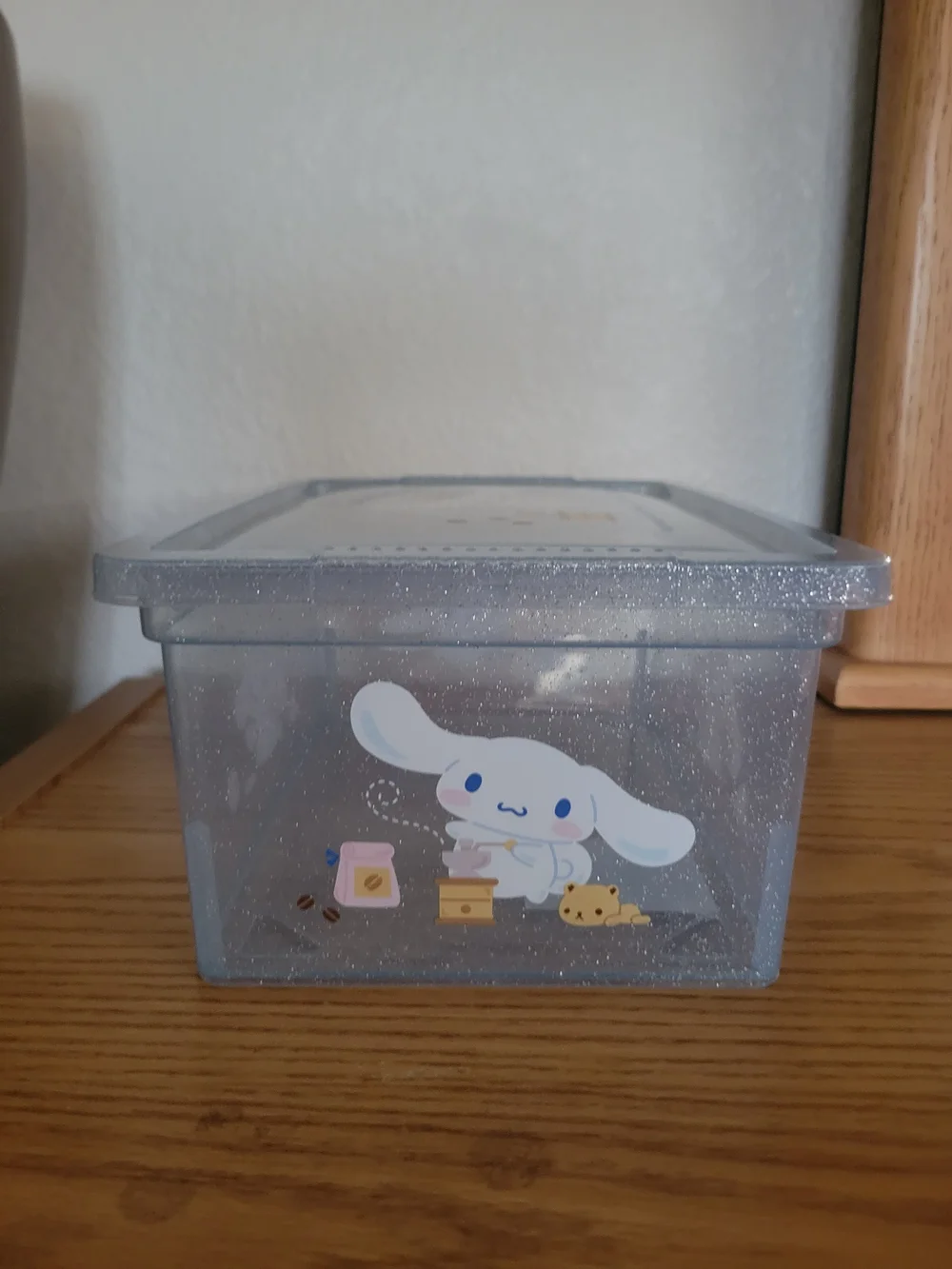 Cinnamoroll Light Blue Glitter Storage Box with Snap Closure Lid